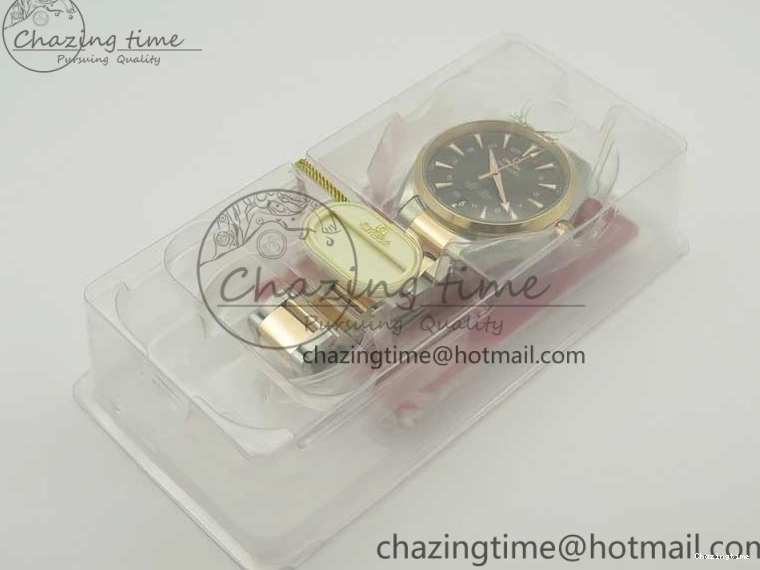 0511 Aqua Terra 150M GMT SS RG VSF 1:1 Best Edition Brown Textured Dial on SS RG Bracelet A8605 Super Clone Original 8058